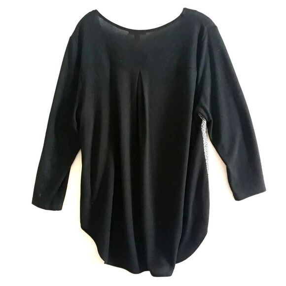 Christopher Banks Tunic Top Womens Large Black Gray Silver Metallic Side Front Z - Picture 2 of 12